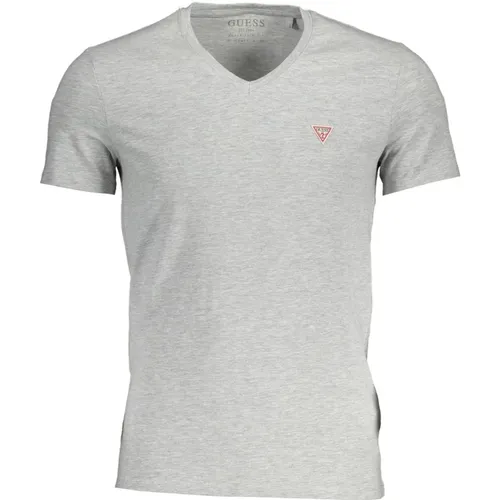 Graues Baumwoll-Logo T-Shirt , Damen, Größe: L - Guess - Modalova