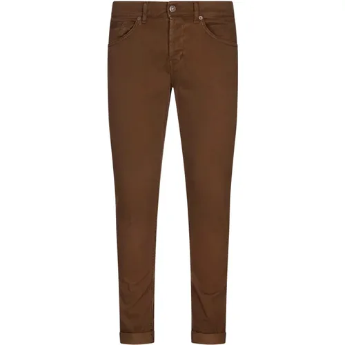 Braune Skinny Fit Baumwollhose , Herren, Größe: W33 - Dondup - Modalova