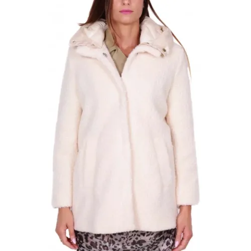 Womens Bouclé Winter Coat with Removable Hood , female, Sizes: L - Emme DI Marella - Modalova