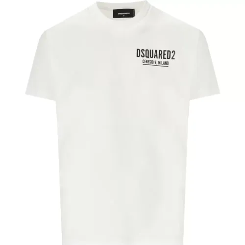 Ceresio 9 Weißes Logo Print T-Shirt , Herren, Größe: M - Dsquared2 - Modalova