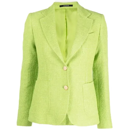 Grüner strukturierter Slim-Fit Blazer , Damen, Größe: XS - Tagliatore - Modalova