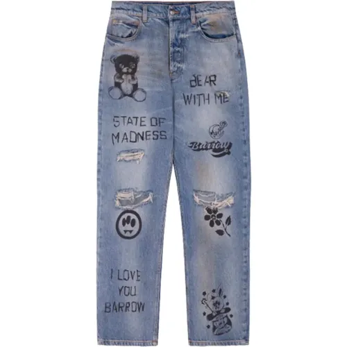 Denim Sketch Effect Hose in Hellblau - BARROW - Modalova