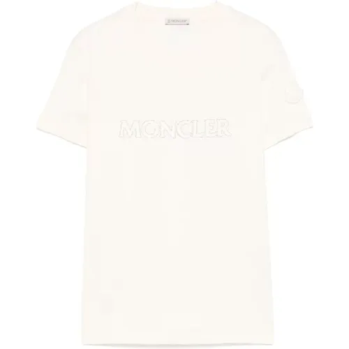 Crystal Logo Cotton T-shirt , female, Sizes: M, S, XS - Moncler - Modalova