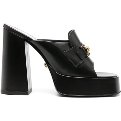 Leather Platform Sandals , female, Sizes: 3 1/2 UK - Versace - Modalova