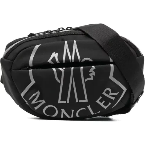 Schwarze Gürteltasche mit Logo-Print - Moncler - Modalova