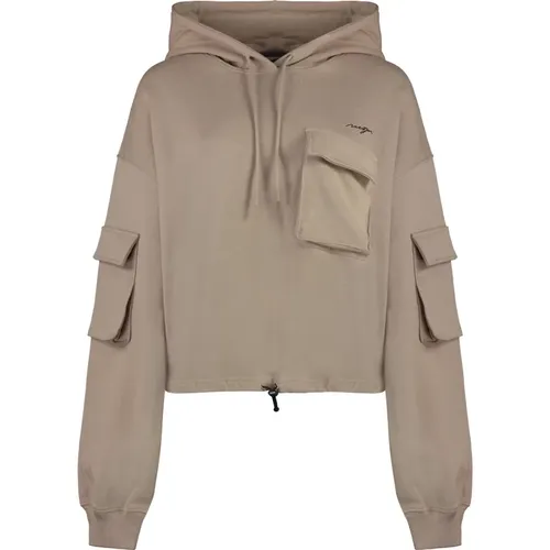 Baumwoll-Hoodie mit Klappentaschen , Damen, Größe: S - MSGM - Modalova