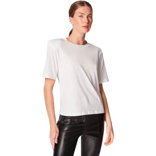 Stylisches Baumwoll-T-Shirt mit Kontrastlogo , Damen, Größe: L - PATRIZIA PEPE - Modalova