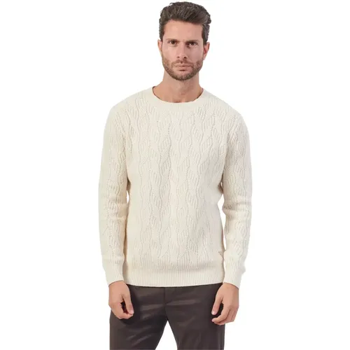 Weißen Pullover mit Zopfmuster , Herren, Größe: L - Guess - Modalova