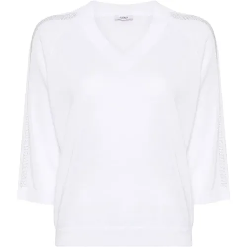 Reiner Weißer Pullover , Damen, Größe: L - PESERICO - Modalova