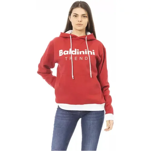Roter Baumwollpullover mit Frontlogo , Damen, Größe: XL - Baldinini - Modalova