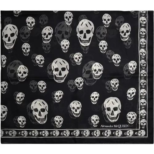 Skull Scarf - /Ivory - Wool , female, Sizes: ONE SIZE - alexander mcqueen - Modalova