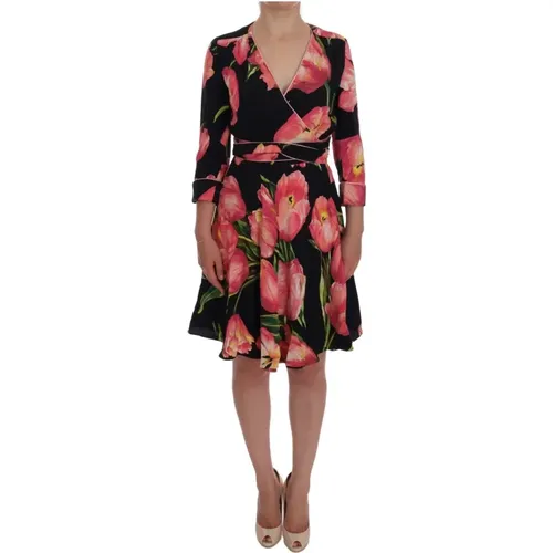 Tulip Print Shift Dress , female, Sizes: 2XS - Dolce & Gabbana - Modalova