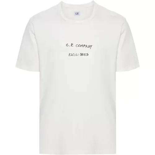 Grafik T-Shirt 24/1 Facili-Tees Weiß , Herren, Größe: M - C.P. Company - Modalova