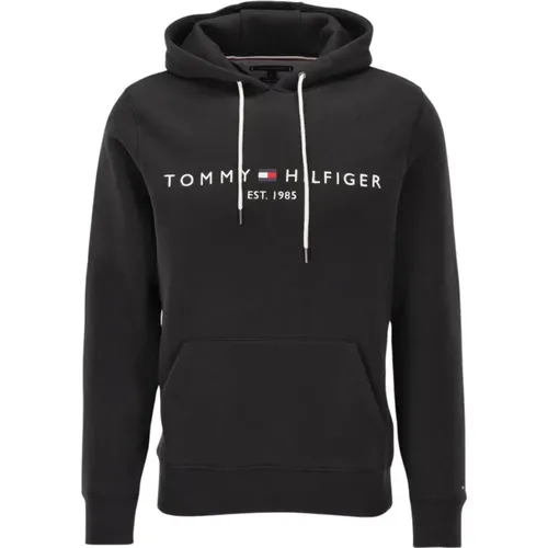 Schwarzer Hoodie Sweatshirt Stilvolles Design , Herren, Größe: M - Tommy Hilfiger - Modalova