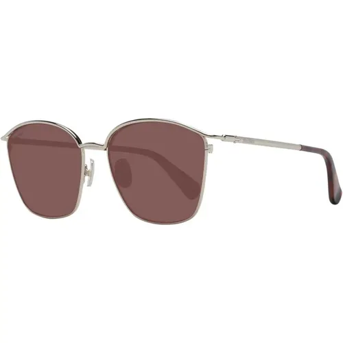 Goldene Metall Rechteckige Sonnenbrille Braune Gläser - Max Mara - Modalova