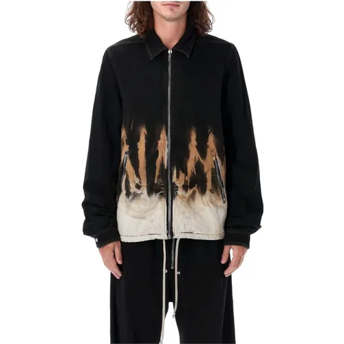 Schwarze Flammen Reißverschlussjacke Aw24 - Rick Owens - Modalova