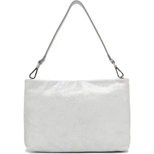 Glitter-effect suede clutch bag with woven handle , female, Sizes: ONE SIZE - Gianni Chiarini - Modalova