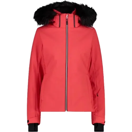 Roter Wintermantel mit Kunstpelz , Damen, Größe: XS - CMP - Modalova