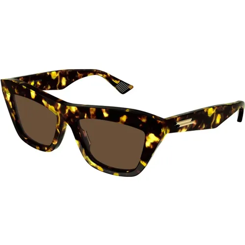 Havana/Brown Sunglasses , female, Sizes: 55 MM - Bottega Veneta - Modalova