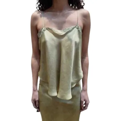 Silk Lace Olive Green Top Orlane , female, Sizes: M, S, 2XS - Mes Demoiselles - Modalova