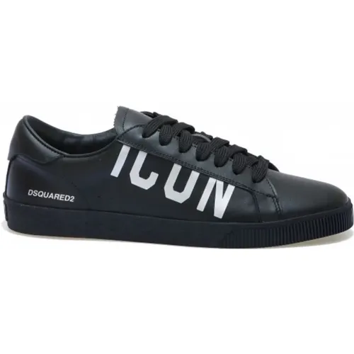 Leather Sneakers with Side Logo Detail , male, Sizes: 11 UK, 5 UK, 9 UK, 7 UK, 6 UK, 8 UK, 10 UK - Dsquared2 - Modalova