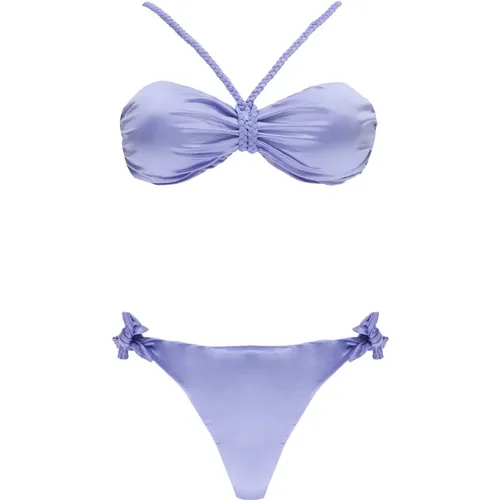 Lila Bikini mit Rückenschnürung , Damen, Größe: S - F**k - Modalova