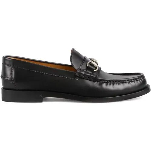 Schwarze Loafer aus gebürstetem Leder - Gucci - Modalova