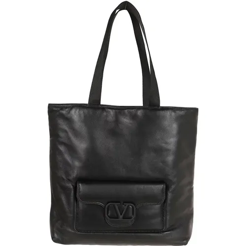 Noir Shopping Bag mit Vlogo Patch - Valentino Garavani - Modalova