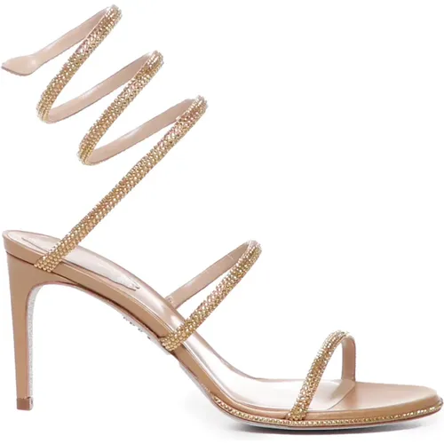 Golden Cleo Sandals with Crystals , female, Sizes: 4 UK, 5 UK - René Caovilla - Modalova