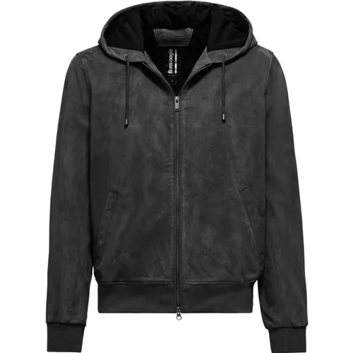 Suede Leather Bomber Jacket , male, Sizes: S, XS, M - BomBoogie - Modalova