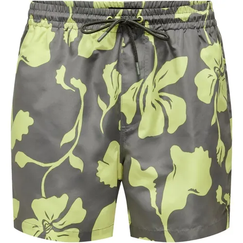 Blumige Badeshorts mit Tunnelzug - Only & Sons - Modalova