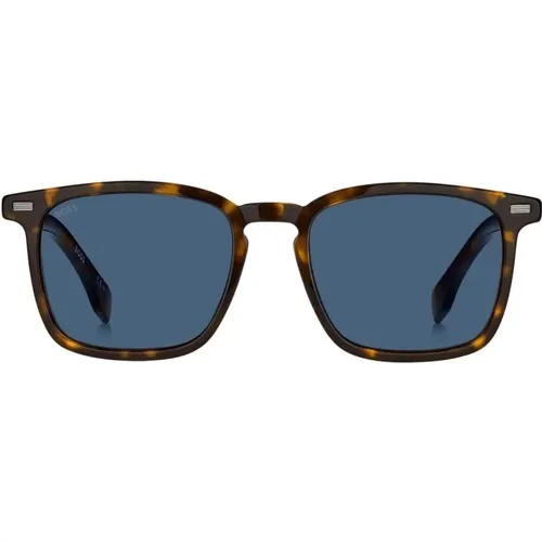 Boss Sunglasses Dark Havana/Blue , male, Sizes: 53 MM - Hugo Boss - Modalova