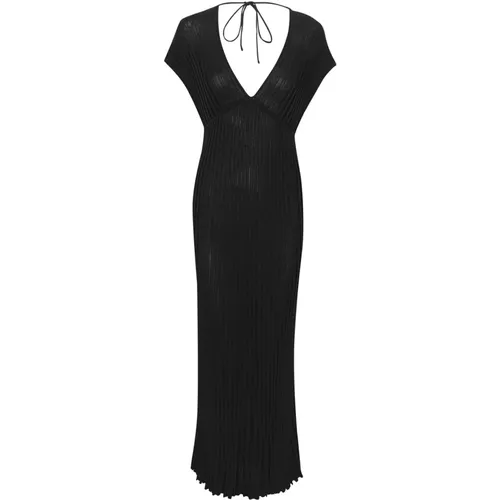 Plissé Long Dress with V-Neck , female, Sizes: XS - Gestuz - Modalova