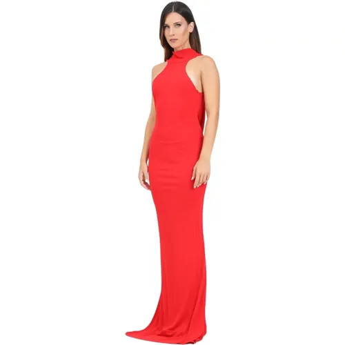 Rotes Langes Kleid mit Drapiertem Rücken - Elisabetta Franchi - Modalova