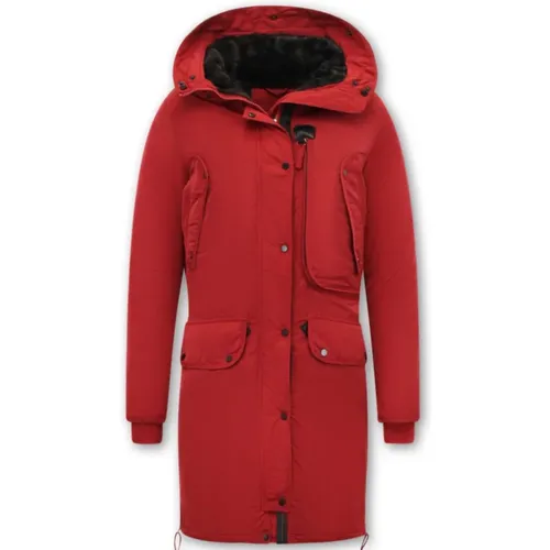 Lange Rote Damen Winterjacke , Damen, Größe: S - Gentile Bellini - Modalova