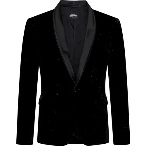 Schwarzer Samt Tuxedo Blazer Aw24 - Dsquared2 - Modalova