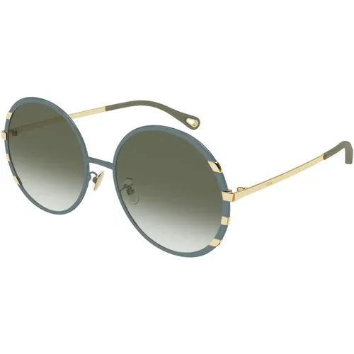 Oversized Runde Metall Sonnenbrille , Damen, Größe: 58 MM - Chloé - Modalova