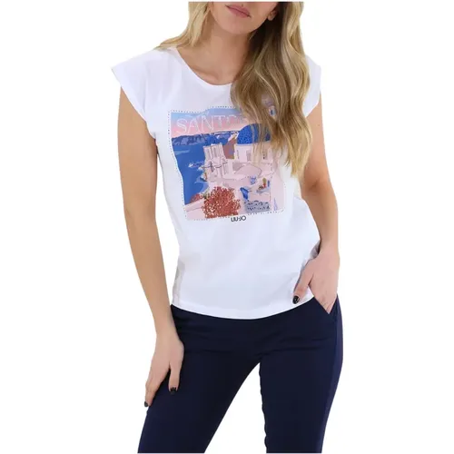 Santorini Grafik T-Shirt , Damen, Größe: XL - Liu Jo - Modalova