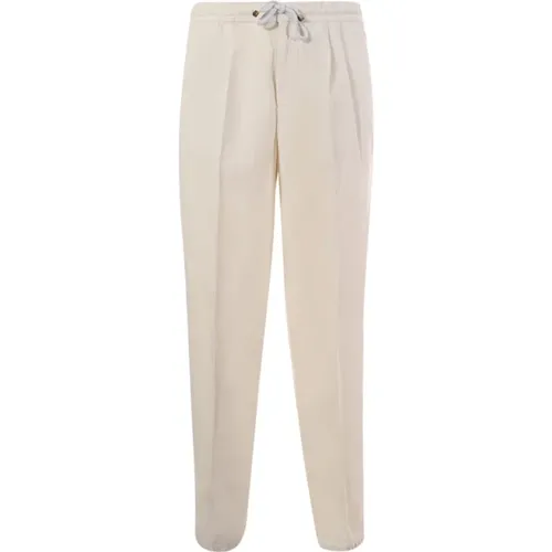 Cream Trousers with Zip Closure , male, Sizes: M, L, S - BRUNELLO CUCINELLI - Modalova