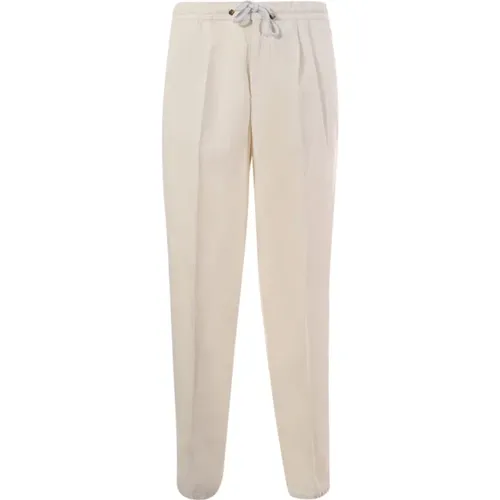 Cream Trousers with Zip Closure , male, Sizes: M, S - BRUNELLO CUCINELLI - Modalova