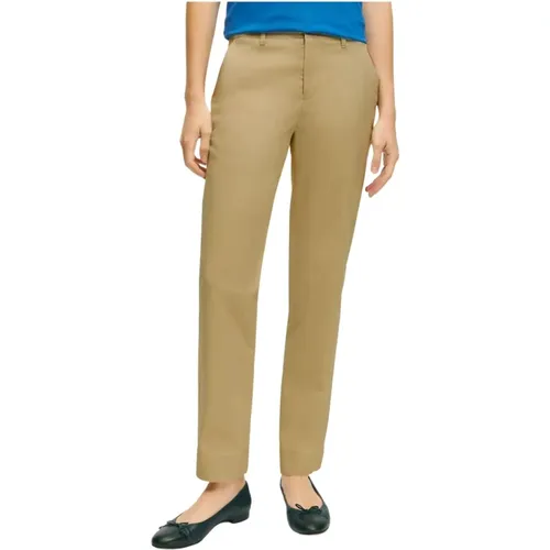 Hellbeige Stretch-Baumwoll-Chinos , Damen, Größe: L - Brooks Brothers - Modalova