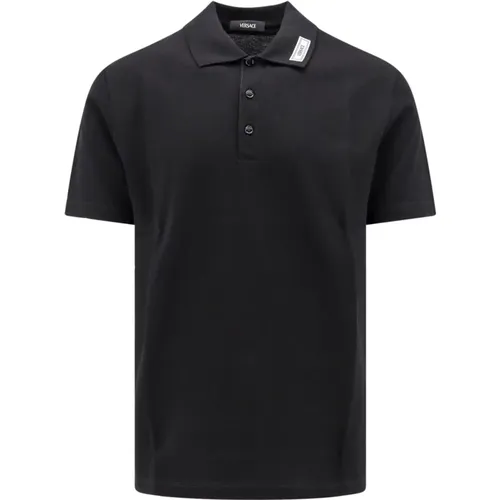 Logoed Polo Shirt with Collar , male, Sizes: M, 2XL, L, XL, S - Versace - Modalova