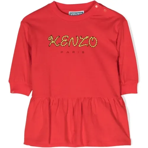 Rotes Baumwoll-Jersey Baby Mädchen Kleid - Kenzo - Modalova