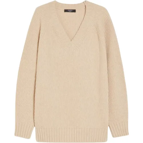 V-Ausschnitt Strickpullover aus Wolle/Kaschmir , Damen, Größe: L - Max Mara Weekend - Modalova