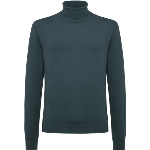 Dunkelgrüner Turtleneck Pullover aus reiner Schurwolle , Herren, Größe: L - Boglioli - Modalova