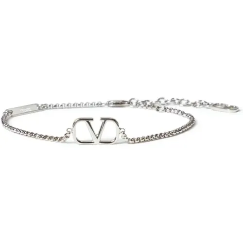 Silver VLogo Signature Chain Bracelet , male, Sizes: ONE SIZE - Valentino Garavani - Modalova