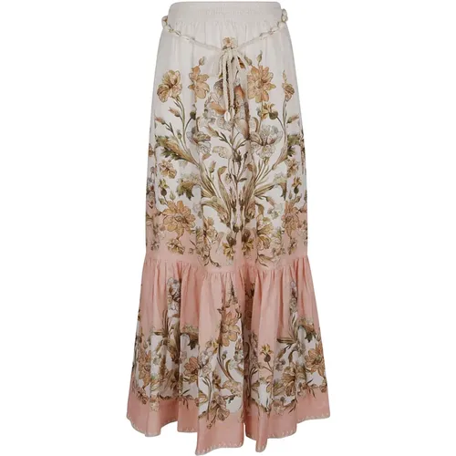 Floral Tiered Midi Skirt , female, Sizes: XS - Zimmermann - Modalova