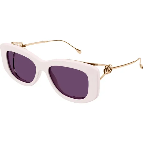 Weiße Sonnenbrille mit Originalzubehör , Damen, Größe: 55 MM - Gucci - Modalova