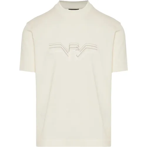 Cotton T-shirt with 3D Design , male, Sizes: M, 2XL - Emporio Armani - Modalova