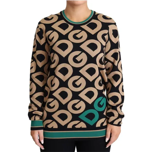 Multicolor DG Mania Wool Crewneck Sweater , female, Sizes: XS - Dolce & Gabbana - Modalova